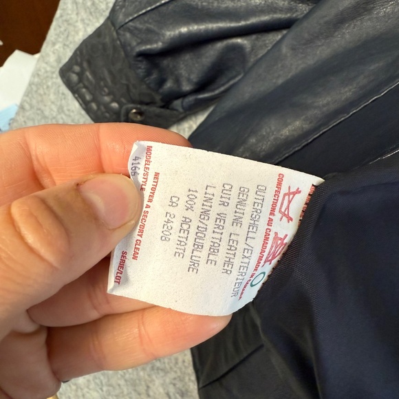 Vtg Oscar Leopold Deep Navy Animal Print Panels Retro Genuine Leather Jacket P/S - Picture 9 of 11